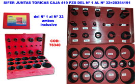SIFER Juntas Tóricas Caja 419 Pzs del Nº 1 al Nº 32