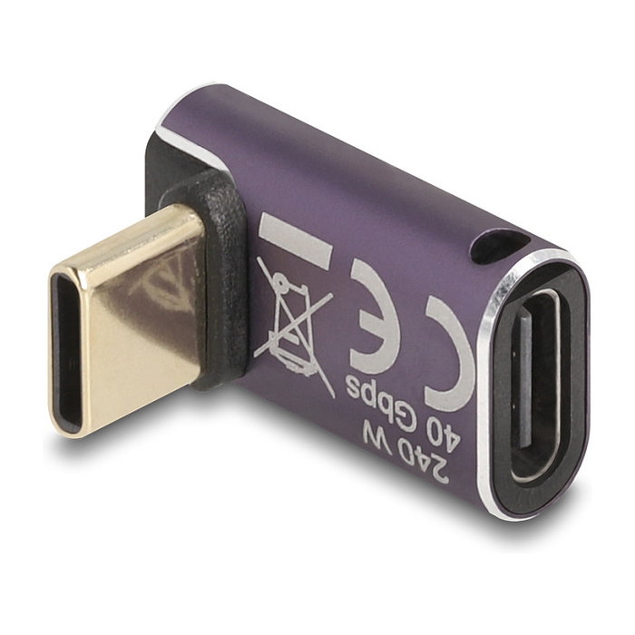 DeLOCK Adaptador USB-C a USB-C 40 Gbps PD 3.1 240W Angular Antracita
