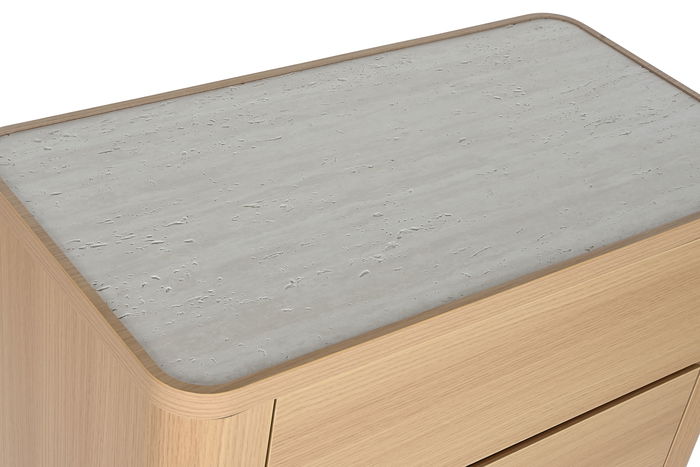 DKD Home Decor Chifonier Moderno Gris Claro Natural 4 Cajones 40 x 100 x 76 cm