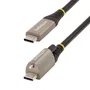 StarTech USB-C Cable de 0,5 m con Tornillo de Bloqueo, 10 Gbps, 100W PD, Gris/Negro
