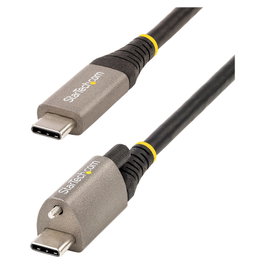StarTech USB-C Cable de 0,5 m con Tornillo de Bloqueo, 10 Gbps, 100W PD, Gris/Negro