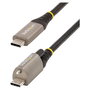 StarTech USB-C Cable de 0,5 m con Tornillo de Bloqueo, 10 Gbps, 100W PD, Gris/Negro
