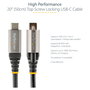 StarTech USB-C Cable de 0,5 m con Tornillo de Bloqueo, 10 Gbps, 100W PD, Gris/Negro