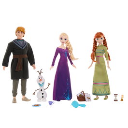 MATTEL HLW59 Pack de Muñecos Articuladas Frozen 2 Disney - Anna, Elsa, Kristoff y Olaf con Ropa Intercambiable