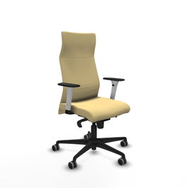 PIQUERAS Y CRESPO Sillón Albacete con Mecanismo Sincro y Similpiel Crema