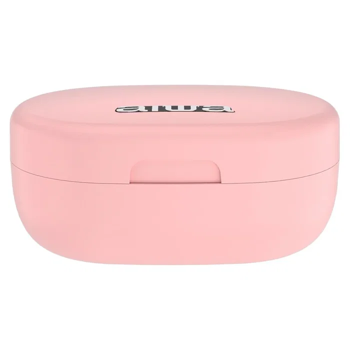 Aiwa EBTW-150PK Auriculares Inalámbricos Bluetooth 5.0 TWS Intraurales Hipergraves para Música y Llamadas con Estuche de Carga, Color Rosa