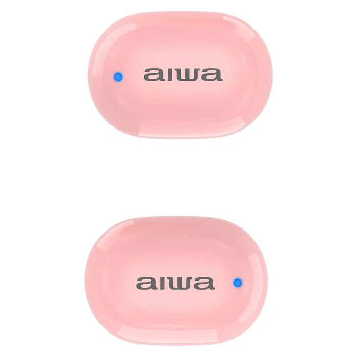 Aiwa EBTW-150PK Auriculares Inalámbricos Bluetooth 5.0 TWS Intraurales Hipergraves para Música y Llamadas con Estuche de Carga, Color Rosa