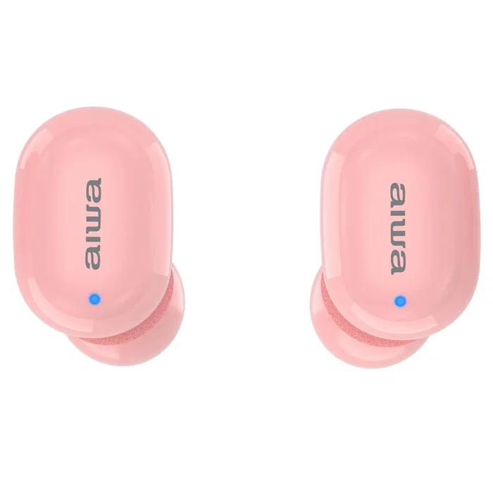 Aiwa EBTW-150PK Auriculares Inalámbricos Bluetooth 5.0 TWS Intraurales Hipergraves para Música y Llamadas con Estuche de Carga, Color Rosa