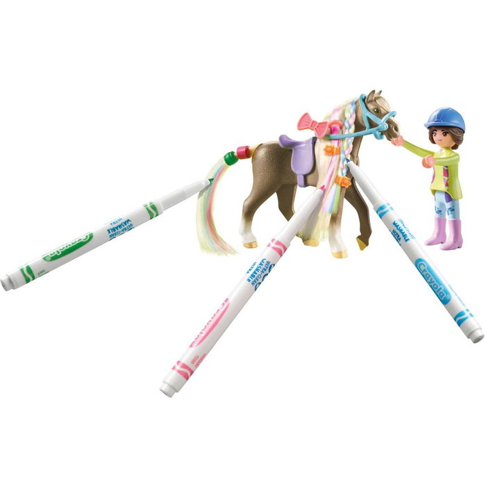 Playmobil Set Caballo Colorear con Rotuladores Lavables CRAYOLA