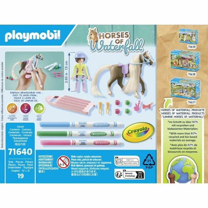 Playmobil 71640 Set Creativo de Caballos de Cascada con Caballo y Rotuladores CRAYOLA