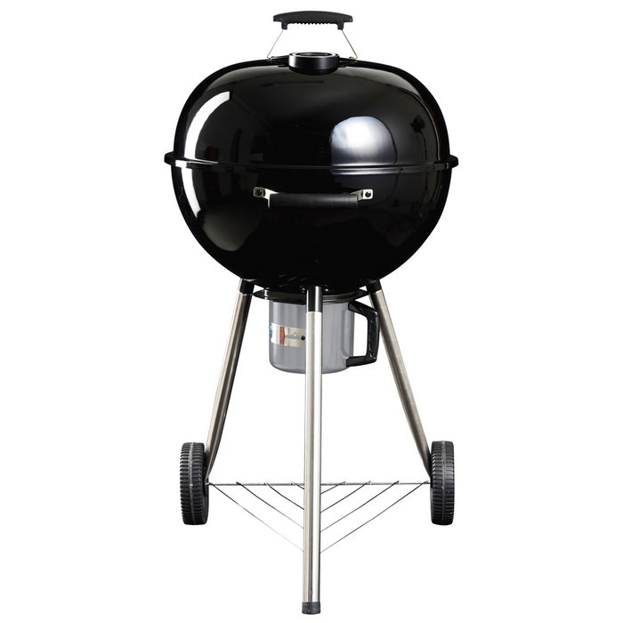 Dangrill Barbacoa Kettle Negra de Carbón, Parrilla con Tapa y Termómetro, Diámetro 57 cm, Superficie de Cocción 53 cm, con Ruedas y Recolector de Cenizas
