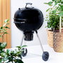 Dangrill Barbacoa Kettle Negra de Carbón, Parrilla con Tapa y Termómetro, Diámetro 57 cm, Superficie de Cocción 53 cm, con Ruedas y Recolector de Cenizas