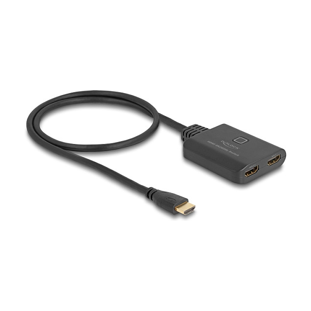 DeLOCK Conmutador HDMI 2x1 8K 60Hz con Cable Integrado 50cm HDCP HDR Negro