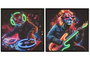 DKD Home Decor Cuadro LED Lienzo 83x83 Músicos (Set de 2)