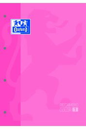 OXFORD Paquete de 5 recambios color rosa chicle A4 80 hojas cuadrícula 5x5