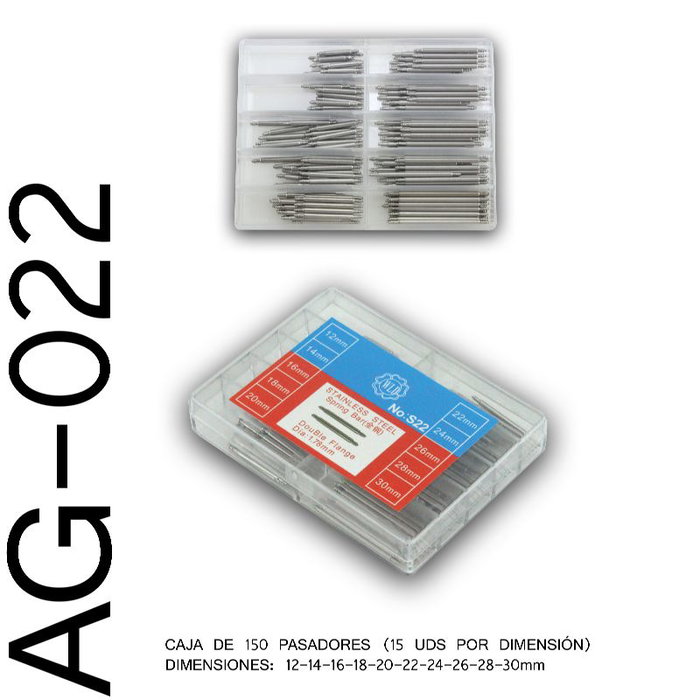 SAMI Pasadores de Doble Muelle, Juego de 10 Piezas con Medidas de 12mm a 30mm para Herramientas y Accesorios
