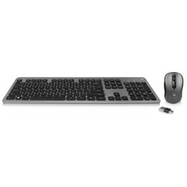EWENT Combo Teclado y Ratón Inalámbrico EW3272 con Receptor USB-A/USB-C, Negro, Español