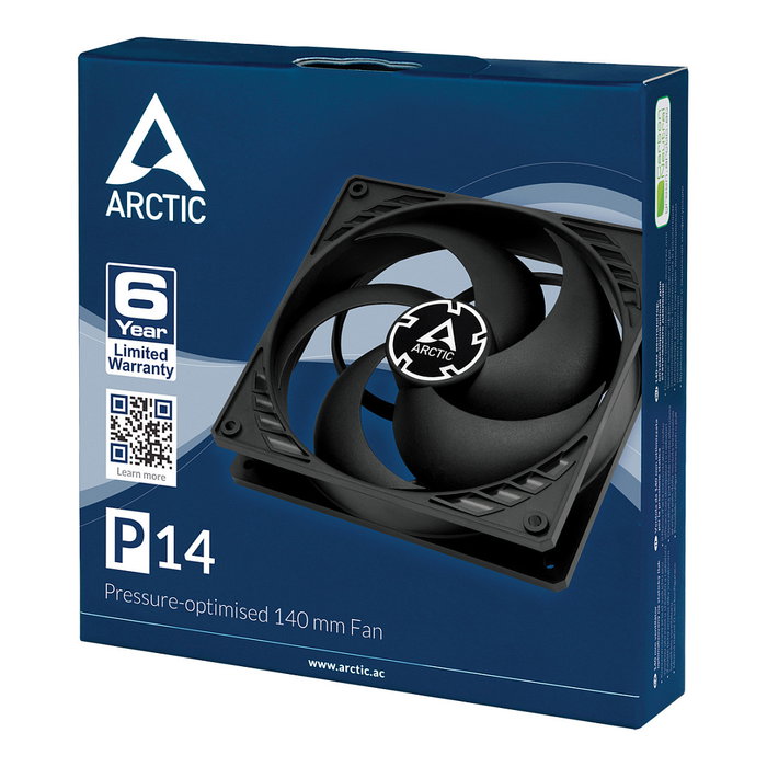 ARCTIC P14 Ventilador de PC 140mm, 1700 RPM, 0.3 Sone, Flujo de Aire 72.8 CFM (123.76 m³/h), Negro ARCTIC P14 Ventilador de PC 140mm, 1700 RPM, 0.3 Sone, Flujo de Aire 72.8 CFM (123.76 m³/h), Negro