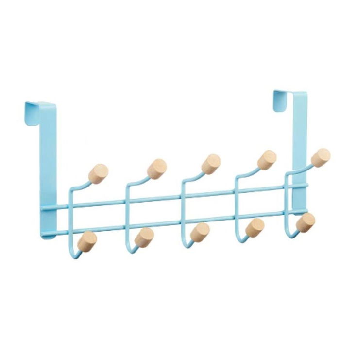Perchero para Puertas Berilo Azul Madera Metal 35 x 17 x 15 cm (6 Unidades)