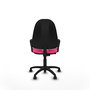 Silla de oficina Algarra con mecanismo Contacto permanente básico tapizada con Similpiel color Rosa. Equipada con Base poliamida negra, Brazos fijos y Ruedas de parqué