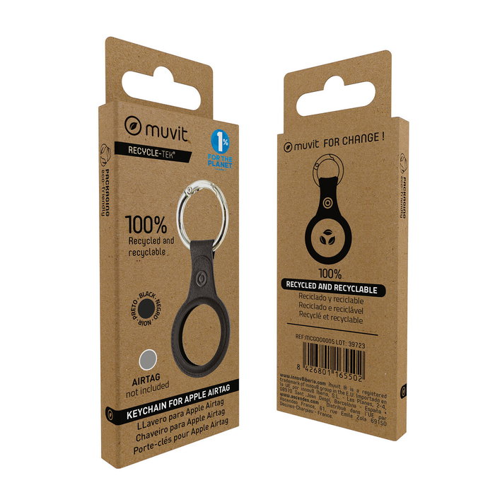 muvit for change funda llavero compatible con Airtag negro muvit for change funda llavero compatible con Airtag negro