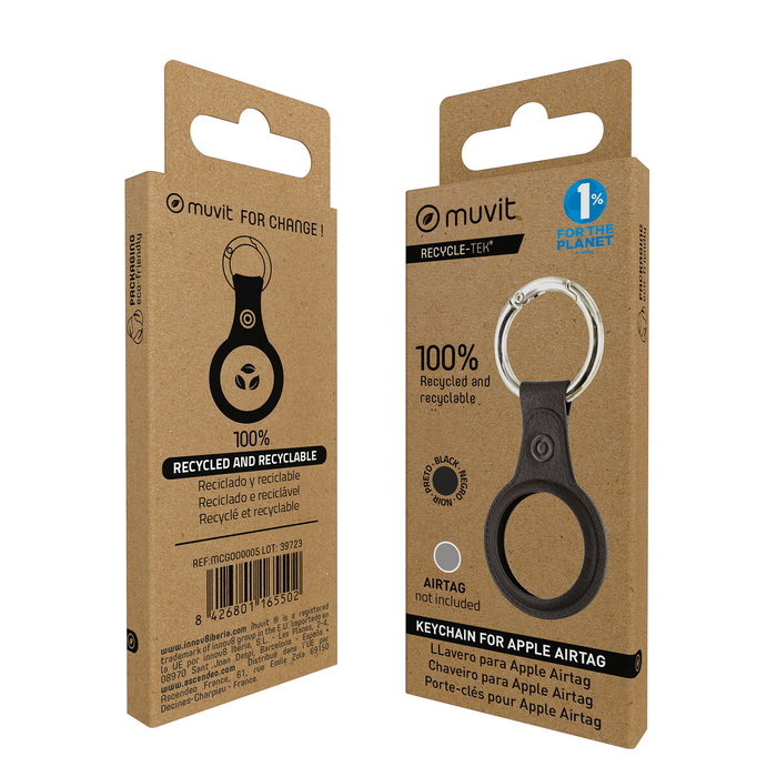 muvit for change funda llavero compatible con Airtag negro muvit for change funda llavero compatible con Airtag negro