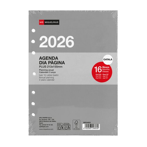 Recambio Catalan Agenda Anual (2026) Miquelrius Integral Plus 213X155 D/P Recambio Catalan Agenda Anual (2026) Miquelrius Integral Plus 213X155 D/P