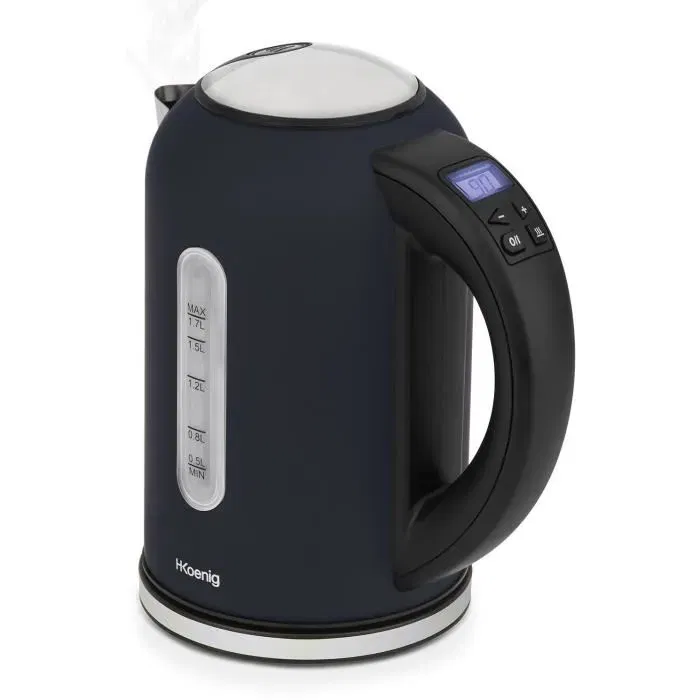 Hkoenig Boe56 Hervidor Programable 1,7L 2200 W Temperatura Regulable Pantalla LCD Azul Noche Mate Acero Inoxidable