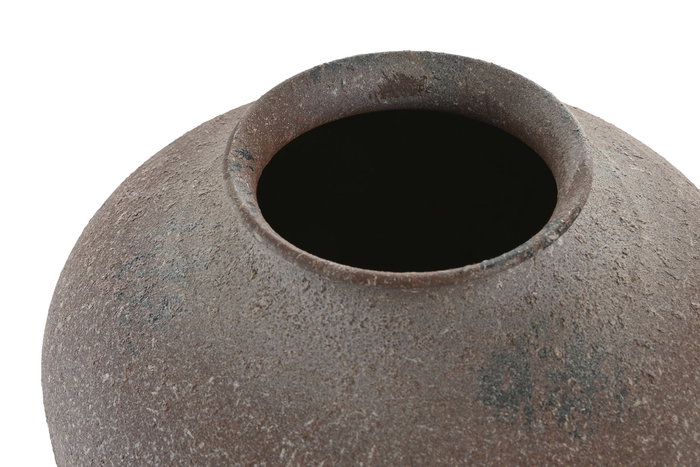 DKD Home Decor Jarrón de Metal Envejecido Marrón 22x22x22 cm