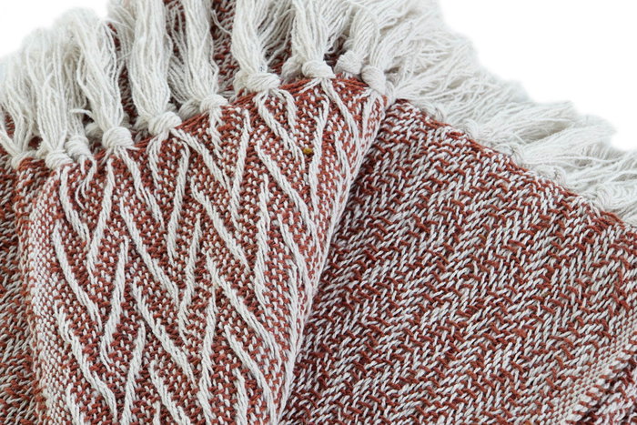 DKD Home Decor Plaid Urban Marrón Blanco de Poliéster y Algodón Reciclado 170x130 cm (2 Unidades) 430 gsm