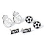THE CARAT SHOP Set 3 Pares de Pendientes Oficiales Real Madrid con Escudo y Logo, Cierre a Presión, Licencia Oficial, Hipoalergénicos