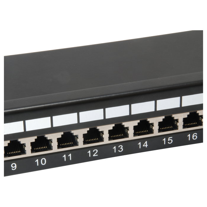Equip Patch Panel 24 Puertos Categoría 6 (Cat6) Apantallado Color Negro