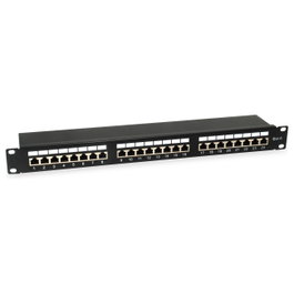 Equip Patch Panel 24 Puertos Categoría 6 (Cat6) Apantallado Color Negro
