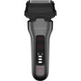 Grundig MS 8330 Afeitadora de Láminas con Sensor BeardCare y Carga USB, Cromo Mate Oscuro / Rojo
