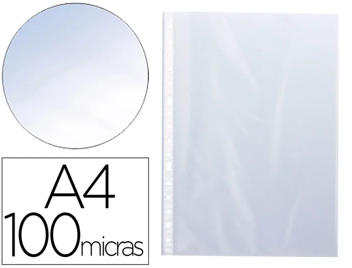 Funda Multitaladro Cristal Q-connect DIN A4 100 Micras, 10 Unidades Funda Multitaladro Cristal Q-connect DIN A4 100 Micras, 10 Unidades