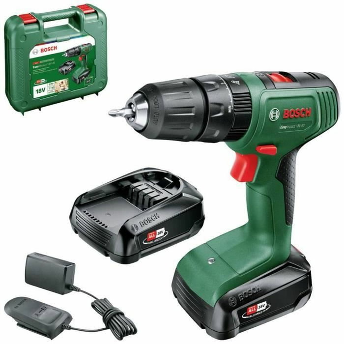 Bosch EasyImpact 18V-40 Taladro de impacto inalámbrico con 2 baterías de 2,0 Ah y maletín Bosch EasyImpact 18V-40 Taladro de impacto inalámbrico con 2 baterías de 2,0 Ah y maletín