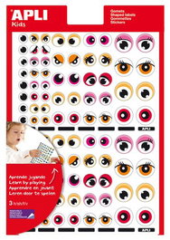 APLI Gomets con Ojos de Colores Removibles, Set de 5 Bolsas