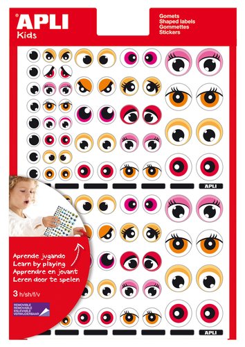 APLI Gomets con Ojos de Colores Removibles, Set de 5 Bolsas APLI Gomets con Ojos de Colores Removibles, Set de 5 Bolsas