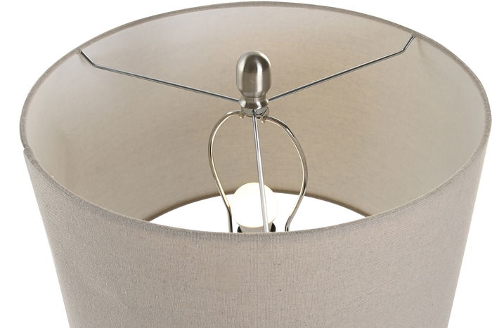 DKD Home Decor Lámpara de Sobremesa Urbana en Espiral, Blanco Crudo, Resina y Lino, con Bombilla E27 Incluida - 38 x 38 x 67 cm