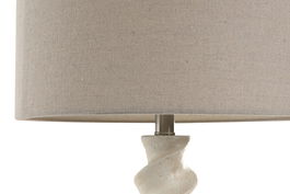 DKD Home Decor Lámpara de Sobremesa Urbana en Espiral, Blanco Crudo, Resina y Lino, con Bombilla E27 Incluida - 38 x 38 x 67 cm