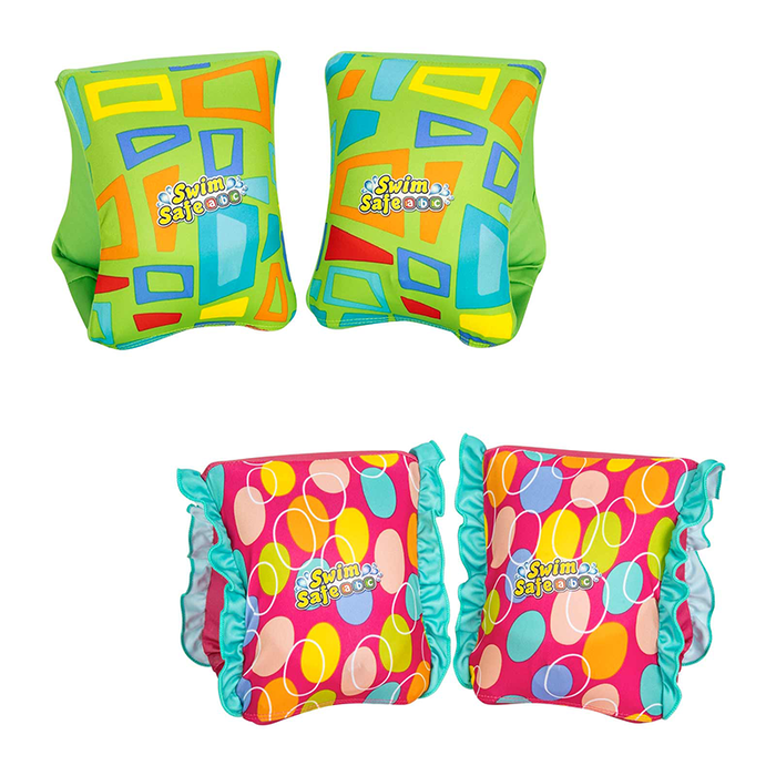 Bestway Manguitos Hinchables Textil Suave Seguridad Bebe Color Surtido UPF 50+ 38x14 cm +1 a 3 Años Playa y Piscina 32182