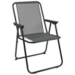 Home Deco Factory Silla Plegable Gris Acero y Poliéster Exterior 84 cm