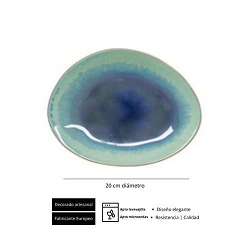 Summa Plato Hondo Ocean Green de Gres, Color Turquesa, 20 cm - Vajilla (Set de 6)