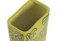 DKD Home Decor Jarrón de Gres Amarillo con Detalles de Olivo