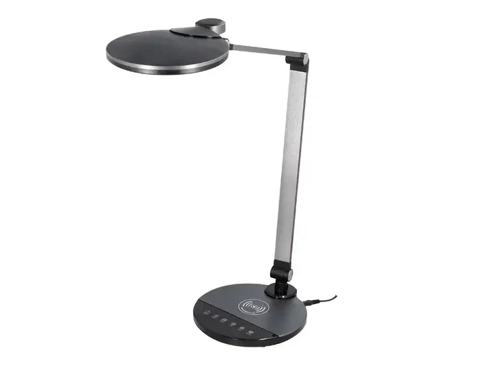 Q-connect Lámpara Escritorio LED 9W 600 LM Táctil 3 Niveles Blanca Cabeza Brazo Orientable Inalámbrica Negro