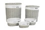 DKD Home Decor Set de 5 Cestas para la Ropa de Mimbre y Poliéster Gris y Blanco
