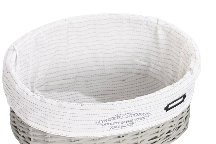 DKD Home Decor Set de 5 Cestas para la Ropa de Mimbre y Poliéster Gris y Blanco