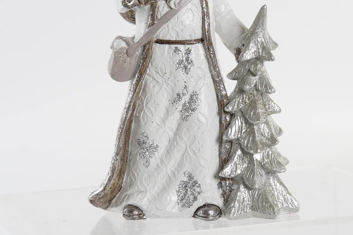 DKD Home Decor Figura de Resina Santa Blanco y Plateado
