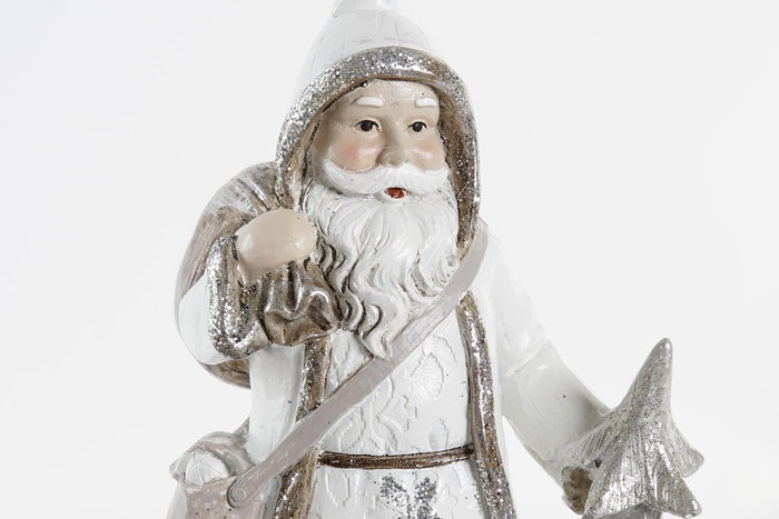 DKD Home Decor Figura de Resina Santa Blanco y Plateado