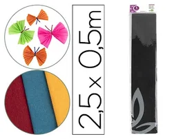 Liderpapel Papel crespon Negro 50 cm x 2,5 m 34g/m²